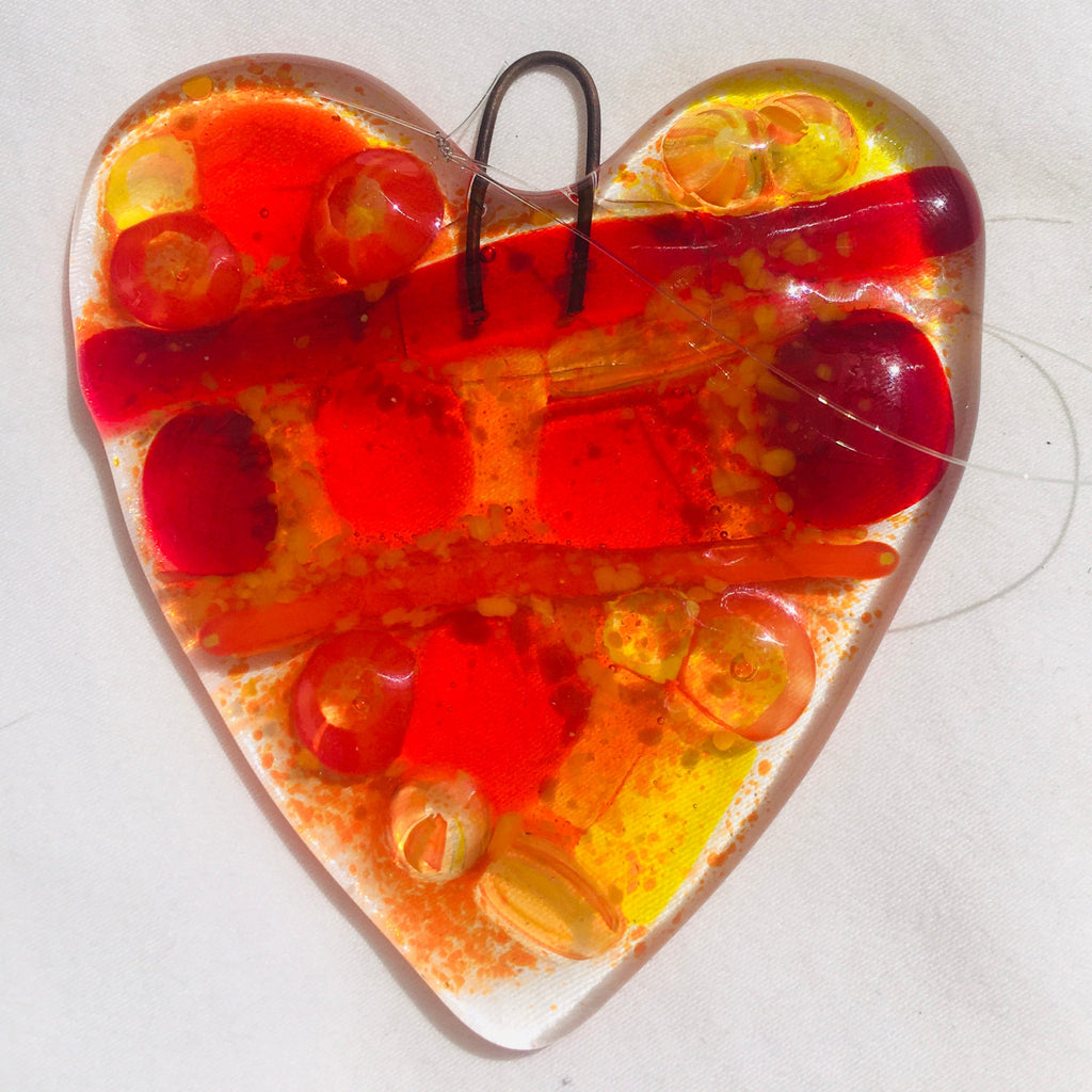 hand made glass heart suncatcher