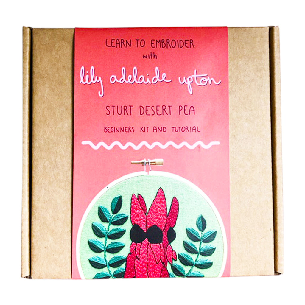 Beginners embroidery kit - Sturt Desert Pea