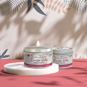 Coorong Candle Co - Barossa Valley Rose Bouquet Soy Wax Candle - Unveiling SA