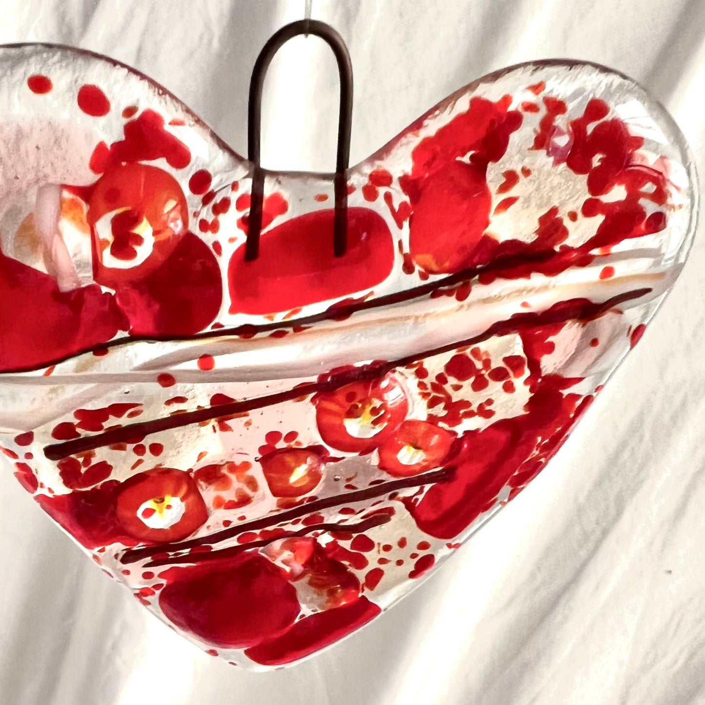 hand made glass heart - suncatcher